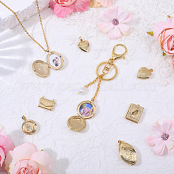 8Pcs 8 Styles Brass Locket Pendants&nbsp;KK-PH0014-92