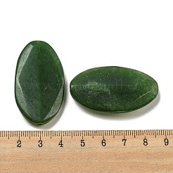 染め天然な白翡翠ビーズ  ファセットフラット楕円  グリーン  43x24~25x8mm  穴：1mm&nbsp;G-B070-43