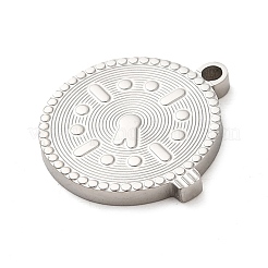 変色しない304ステンレススチールペンダント  時計の魅力  ステンレス鋼色  15.5x15x1.5mm  穴：1.5mm&nbsp;STAS-L022-295P