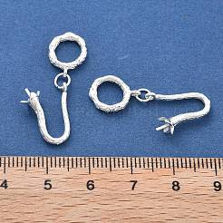 真鍮製S字クラスプ  テクスチャ  U字型  片穴ビード用  銀  リング：12.5x9x2mm  uバー：15x13x5mm  ピン：0.8mm&nbsp;KK-B125-03S
