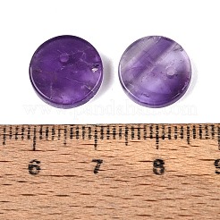 天然石アメジストペンダント  フラットラウンドのチャーム  12x3mm  穴：1~1.4mm&nbsp;G-Q606-41D