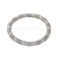 女性用304ステンレススチールストレッチバングル  ステンレス鋼色  1/4インチ（0.65cm）  内径：2-1/4インチ（5.6cm）&nbsp;LS-BJEW-P315-02B-P