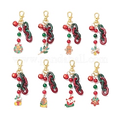 Christmas Theme Alloy Enamel & Glass Pendant Decorations&nbsp;HJEW-JM03733