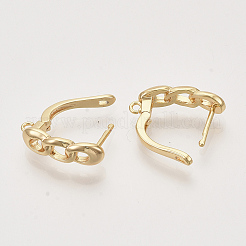 Brass Hoop Earring Findings with Latch Back Closure&nbsp;X-KK-T048-024G-NF