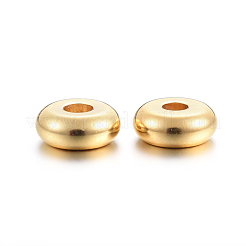 304ステンレススチールスペーサービーズ  フラットラウンド  18KGP本金メッキ  6x2.5mm  穴：1.8mm&nbsp;STAS-F191-13G-C