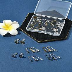 304ステンレススチールピアスフック24個  30個のプラスチック製イヤーナット付き  ミックスカラー  11~20.5x6~8.5mm  穴：1.2mm&nbsp;STAS-FS0001-94