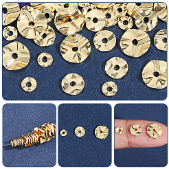 90個3スタイル真鍮ビーズ  フラットラウンド  18KGP本金メッキ  4~8x1~1.5mm  穴：1.4mm  30個/スタイル&nbsp;KK-BBC0025-88