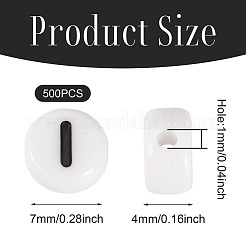 500PCSアクリルビーズ  横穴付き  文字L  フラットラウンド  文字I  7x4mm  穴：1mm&nbsp;SACR-TA0001-55I