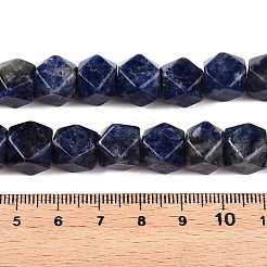 天然石ソーダライトビーズ連売り  多面カットキューブ  10~11x10~11x9~11mm  穴：0.9mm  約10個/連  7.95''（20.2センチメートル）&nbsp;G-T138-41