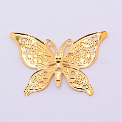 アイアンフィリグリー会員リンク  蝶  ゴールドカラー  26.5x39.5x2mm  穴：1.2mm&nbsp;IFIN-WH0052-42