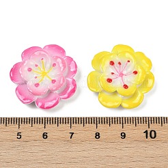 不透明な樹脂エナメルカボション  花  ミックスカラー  26x26x8mm&nbsp;CRES-D308-01