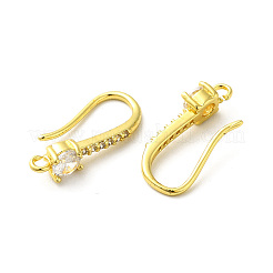 真鍮マイクロペーブクリアキュービックジルコニアピアスフック  ループ付きイヤーワイヤー  18KGP本金メッキ  18mm  穴：1.2mm  ピン：1mm&nbsp;X-ZIRC-R112-01G
