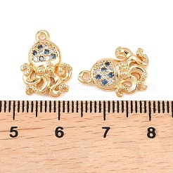 真鍮製マイクロパヴェキュービックジルコニアペンダント  タコチャーム  18KGP本金メッキ  15.5x12x3mm  穴：1.2mm&nbsp;KK-L261-14B-G