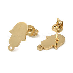 イオンプレーティング（IP）304ステンレススチールスタッドピアス金具  ヤシ  ゴールドカラー  12.5x8mm  穴：1.2mm  ピン：0.7x11mm&nbsp;STAS-I206-68G