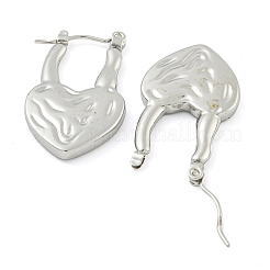 変色しない304ステンレススチール製フープピアス（女性用）  ハート  ステンレス鋼色  27.5x16x3mm&nbsp;EJEW-S227-38P
