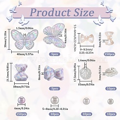 DIYジュエリー作りの発見キット  プラスチック製の模造真珠の葉と蝶のペンダントを含む  プラスチック製の丸いビーズ  樹脂製ちょう結びとプラスチック製クマカボション  ミックスカラー&nbsp;DIY-SC0022-72