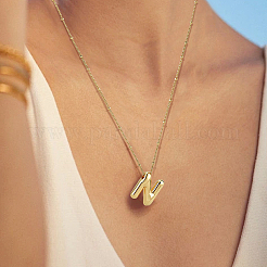 1pc Brass Chain with Alloy Letter Pendants Necklaces&nbsp;NJEW-LP0001-41N-G
