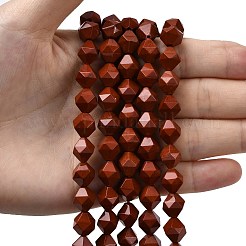 天然石レッドジャスパービーズ連売り  スターカットラウンドビーズ  多面カット  9~10x9~10x9~10mm  穴：1~1.4mm  約38~40個/連  14.88''（15.08''センチメートル）&nbsp;G-Z119-A22-03