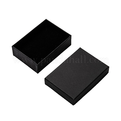 厚紙のネックレス箱  内部のスポンジ  長方形  ブラック  9x6.5x2.8cm&nbsp;X-CBOX-S008-04-1