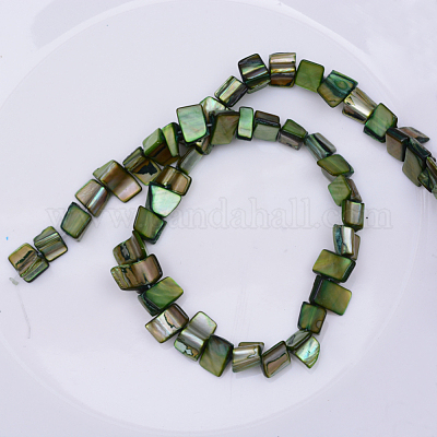 天然石シェルビーズ連売り  グリーン  8~17.5x5~8x5mm  穴：1mm  16インチ/連  40個/連&nbsp;PBB050Y-1