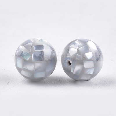 樹脂ビーズ  シェルと  ラウンド  グレー  10~10.5mm  穴：1mm&nbsp;SSHEL-T007-10mm-04-1