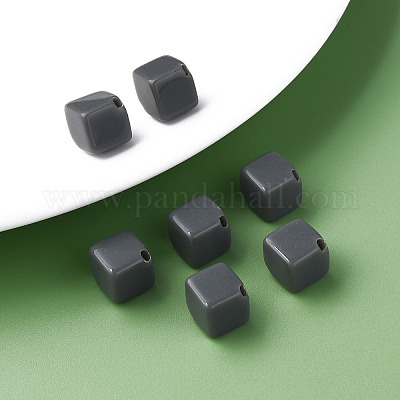 不透明なアクリルビーズ  キューブ  グレー  13x14.5x14.5mm  穴：2mm&nbsp;X-MACR-S373-135-A03-1