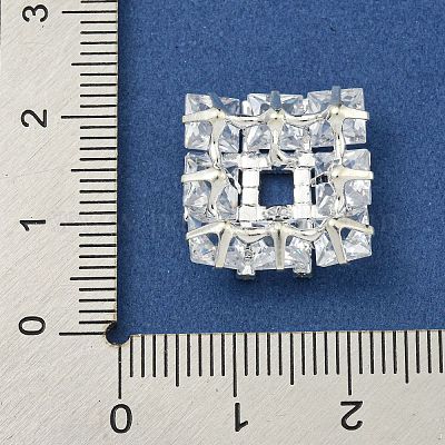 真鍮製ラインストーンカボション  正方形  銀  17x17x6mm&nbsp;KK-I715-19S-01-1