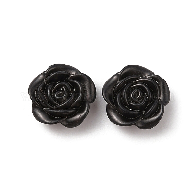 プラスチックビーズ  花  ブラック  18.5x19x7.5mm  穴：1.6mm&nbsp;KY-WH0048-29A-01-1