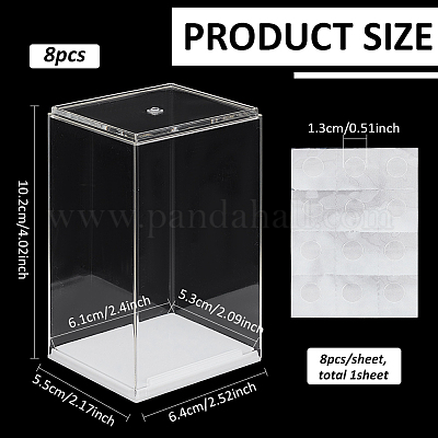 8個のPSプラスチックアクションフィギュアディスプレイケース  長方形  透明  6.4x5.5x10.2cm&nbsp;ODIS-FG0002-04A-1