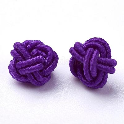 ポリエステルファブリックビーズ  ラウンド  青紫色  6x5mm  穴：4mm  約200個/袋&nbsp;WOVE-N002-40-1