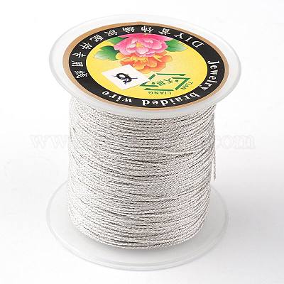 丸いメタリック糸  刺しゅう糸  6プライ  ホワイトスモーク  0.6mm  約87.48ヤード（80m）/ロール&nbsp;MCOR-L001-0.6mm-01-1
