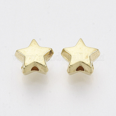 CCBプラスチックビーズ  スター  ゴールドカラー  6x6.5x3.5mm  穴：1.2mm  約7690個/500g&nbsp;CCB-S163-010A-01-1