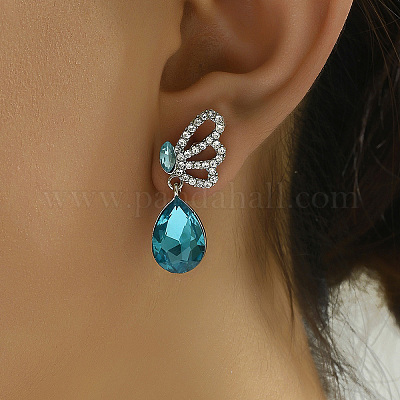 Elegant Alloy Butterfly with Teardrop Dangle Stud Earrings&nbsp;TF5032-1