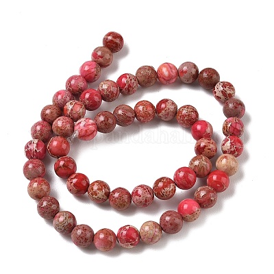 Dyed Natural Imperial Jasper Round Bead Strands&nbsp;G-M274-01-8mm-1