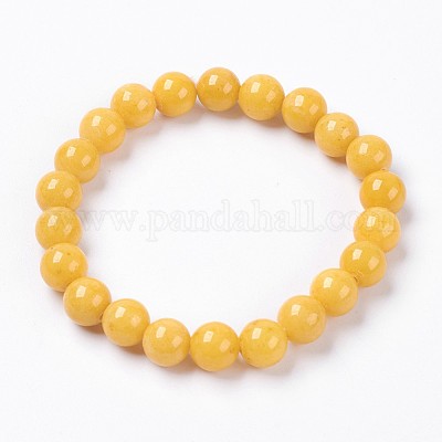 Natural Mashan Jade Beaded Stretch Bracelet&nbsp;BJEW-P207-32-14mm-1