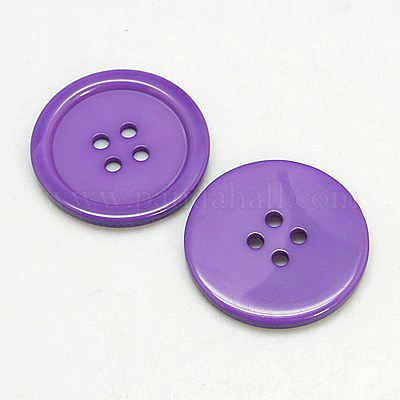 樹脂ボタン  染め  フラットラウンド  暗い蘭  34x4mm  穴：3mm  98個/袋&nbsp;RESI-D030-34mm-09-1