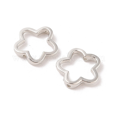 Ccbプラスチックビーズフレーム  花  プラチナ  16x3mm  穴：1.4mm  内径：10x14mm&nbsp;CCB-N006-50P-1