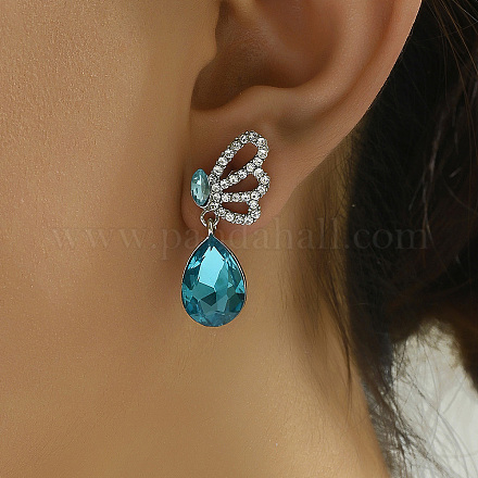 Elegant Alloy Butterfly with Teardrop Dangle Stud Earrings TF5032-1
