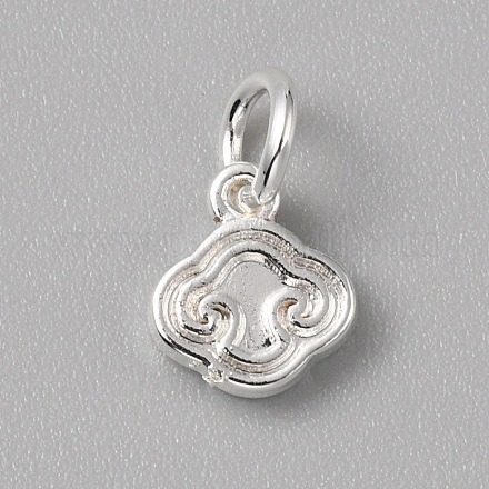 真鍮製チャーム  丸カン付き  銀  雲  10x8x2mm  穴：4mm&nbsp;LS-FIND-WH0159-63S-04-1