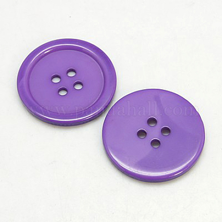 樹脂ボタン  染め  フラットラウンド  暗い蘭  34x4mm  穴：3mm  98個/袋&nbsp;RESI-D030-34mm-09-1