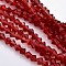 Faceted Bicone Glass Beads Strands, Red, 3.5~3.8x3mm, Hole: 1mm, about about 107~110pcs/strand, 32.5~34cm