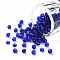 Glass Seed Beads, Transparent, Round, Blue, 6/0, 4mm, Hole: 1.5mm, about 300 beads/30g