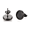 304 Stainless Steel Stud Earring Settings, with Ear Nuts, Flat Round, Ion Plating(IP), Electrophoresis Black, 12.5mm, Pin: 0.8mm, Tray: 10mm