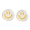 Transparent Printed Acrylic Pendants, Flat Round with Smiling Face Charm, Yellow, 20.5~21x20~21x2mm, Hole: 1.6mm