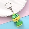 PVC Plastic Keychain, Cartoon Snake, Green, Pendant: 4.8x3cm