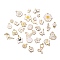 Alloy Enamel Pendants, Mixed Shapes, Golden, White, 10~24.5x7.5~24x1mm, Hole: 1~1.8mm, about 100pc/bag