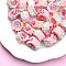 Opaque Acrylic Beads, Hand Painted Beads, Enamel Style, Rondelle, Pink, 18~23mm
