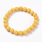 Natural Mashan Jade Beaded Stretch Bracelet, Dyed, Round, Gold, 2 inch(5cm), Beads: 14mm