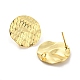Textured Flat Round Rack Plating Brass Stud Earrings Findings&nbsp;EJEW-K263-30G-2