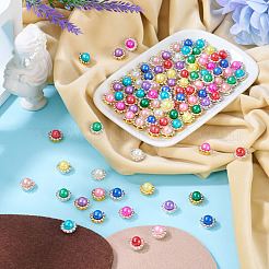 200色合金ラインストーンカボション20個  absプラスチックパール  花  ミックスカラー  11.5x8.5mm  10個/色&nbsp;FIND-TA0006-32